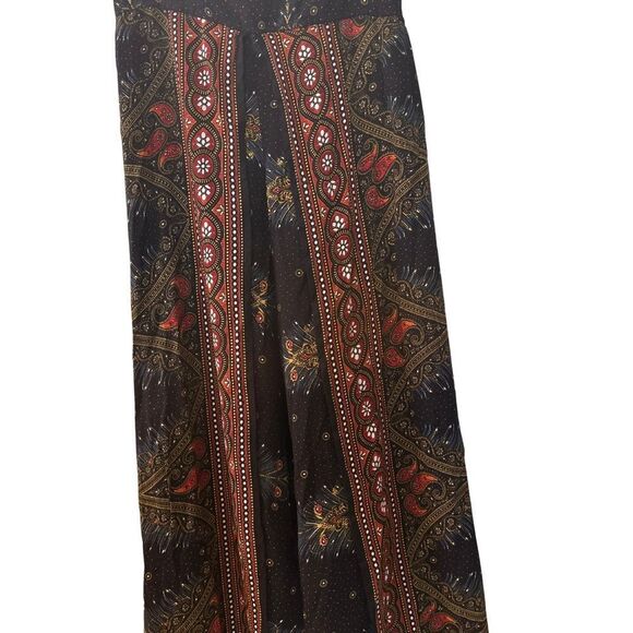 New Bohemian Black and Red Wide Leg Pants - Picture 5 of 8
